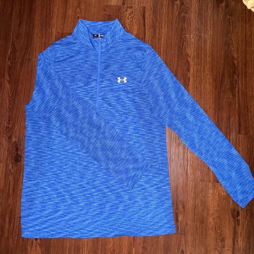 Under Armour Blue Heather 1/4 Zip Long Sleeve Athletic Pullover
